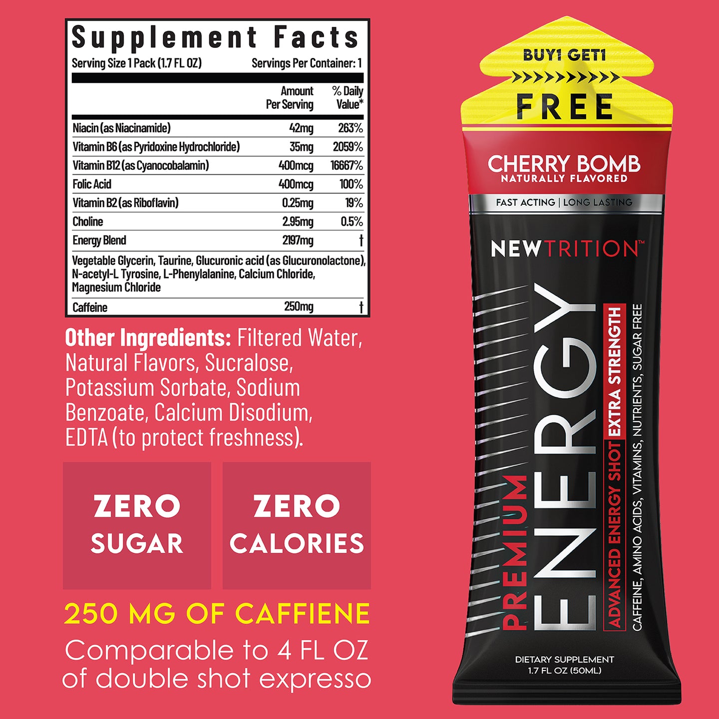 Wild Berry Flavor Extra Strength Energy Shots